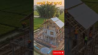 🏡 Bamboo & Concrete Farmhouse Built in 60 Seconds! | AI Timelapse Construction #shorts