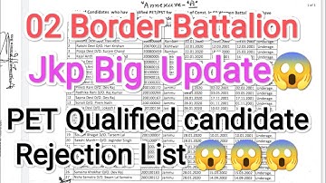 Jkp Border Battalion Rejection list 😱😱Qualified candidate Big update