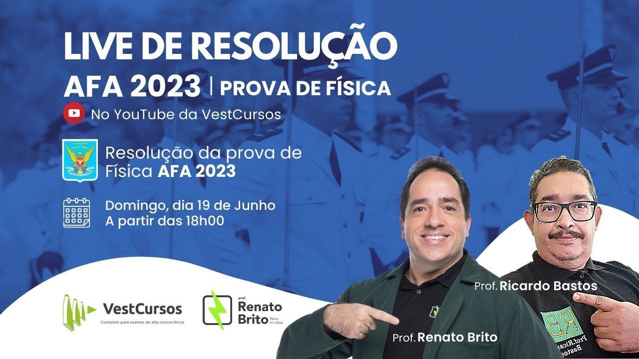 Resolução Prova FÍSICA TIPO A -  AFA 2023 - Prof Renato Brito e Ricardo Bastos