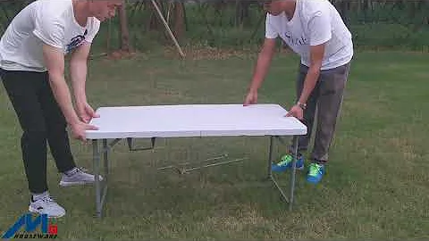 4 feet adjustable plastic folding table for indoor and outdoor use.