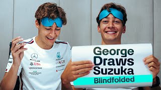 George Russell Draws Suzuka F1 Track....BLINDFOLDED?!