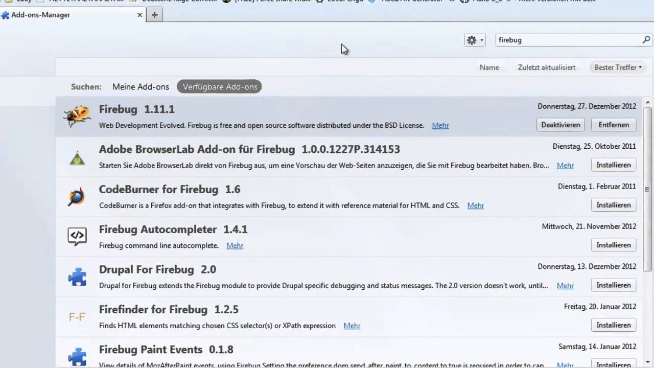 Firebug installieren - YouTube