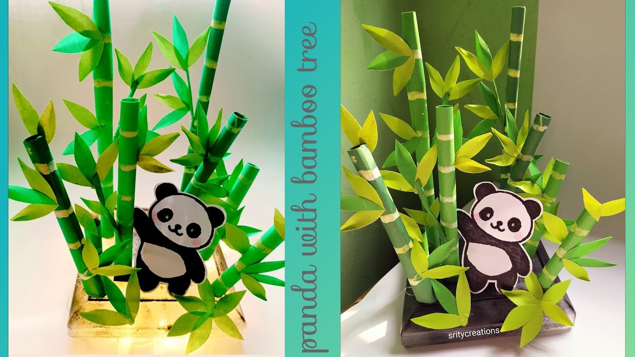 cute panda with paper bamboo tree  showpiece | beautiful home decoration idea | diy paper craft ..
