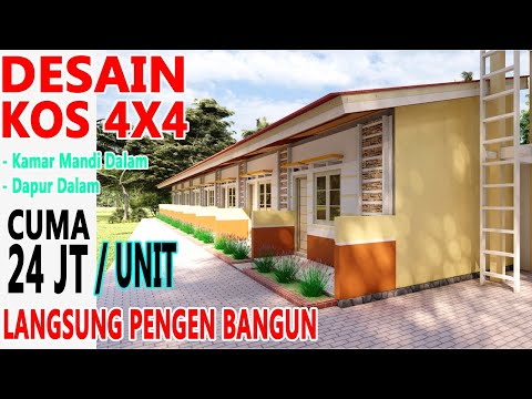 DESAIN KOS KOSAN 4X4 M || Kamar Mandi Dalam, Dapur Dalam, Ruang Tunggu Tamu & Teras