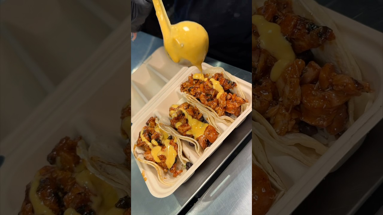 LOADED HONEY CHIPOTLE CHICKEN TACOS from Adobo Mexican Grill in NYC are DELICIOUS! 🌮🔥#DEVOURPOWER