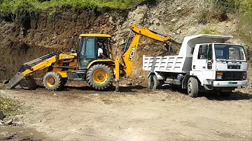 JCB Dozer Loading Sandy Mud in Truck and Tractor - JCB Working Video