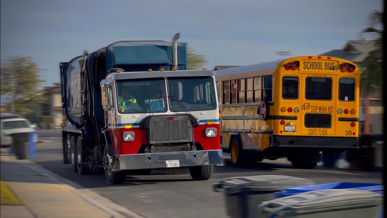 3 CR&R Garbage Trucks On Morning Waste 