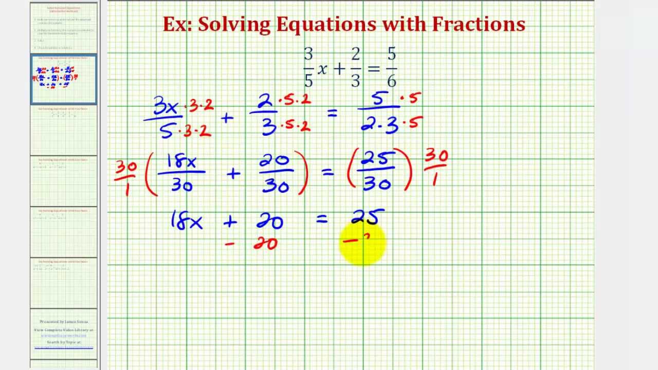 Ex 1 Solve Equations With Fractions Alternative Method Youtube Ex 1 Solve Equations With Fractions Alternative Method Youtube
