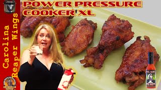 Today we’re making carolina reaper chicken wings. this recipe only
takes 20 minutes including preparation because we are using the power
pressure cooker to m...