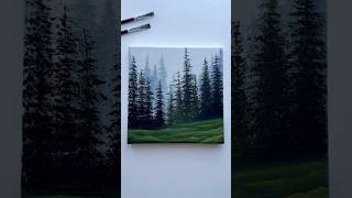 Misty Pines 🌫️🌲 #acrylicpainting #forest #fyp