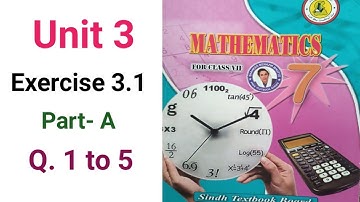 #Maths Class 7 | Unit 3 | Exercise 3.1 Part A | Q 1 to 5 | Sindh Textbook board