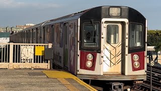Fast 7 trains w/ R188 wraps! (90 St-Elmhurst Ave)