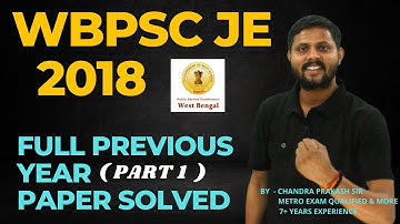 WBPSC JE 2018 PREVIOUS YEAR PAPER SOLUTION ( PART 1 ) DETAILED SOLUTION I ELECTRICAL I CP_SIR