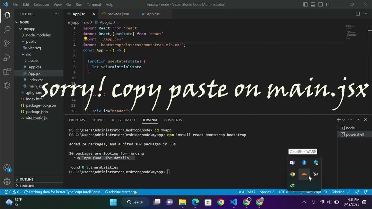 how to install bootstrap and react-hook on react project folder || for ...
