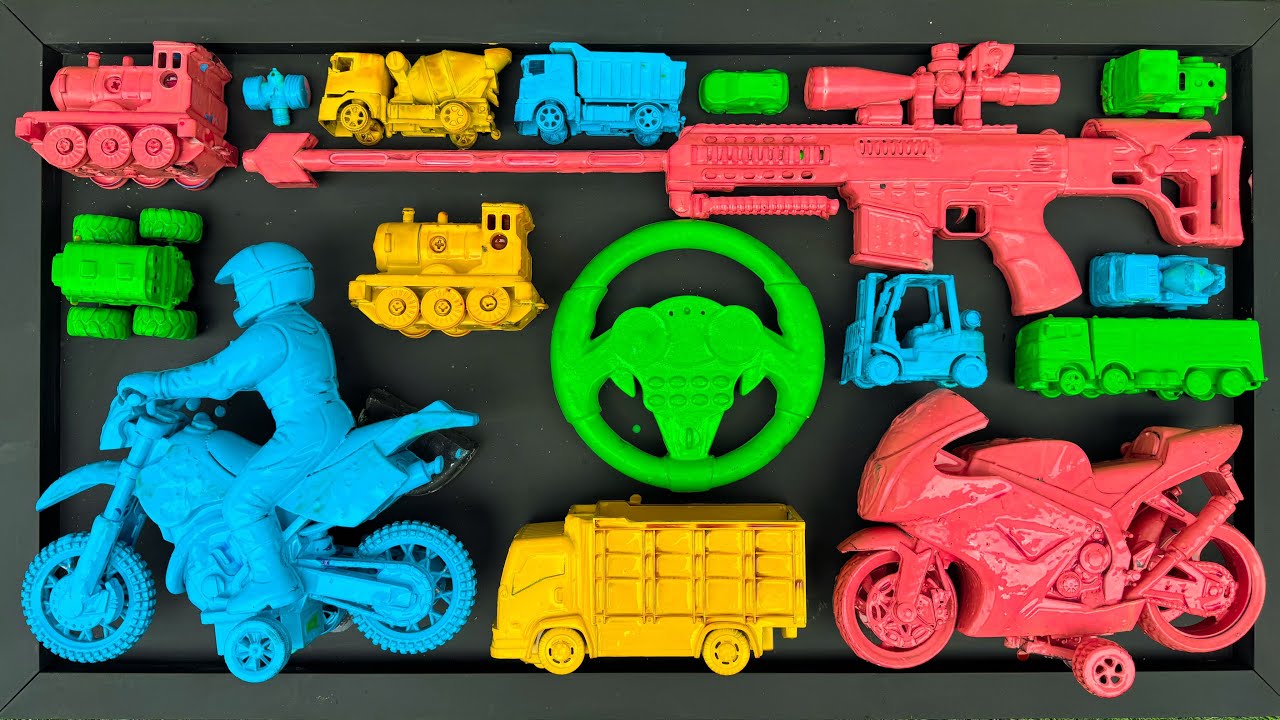 Membersihkan mainan mobil mobilan truk oleng,Excavator,Dump truk,loader,mobil balap,motor balap,truk