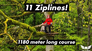 A lot of ziplines! The Grey Course, better known as the zipline course! Highroping at Camp Adventure