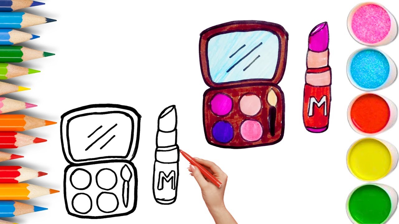 How To Draw cute Makeup Box Drawing, Painting & Coloring For Kids and Toddlers_ Child Art 🐋🌈🎨