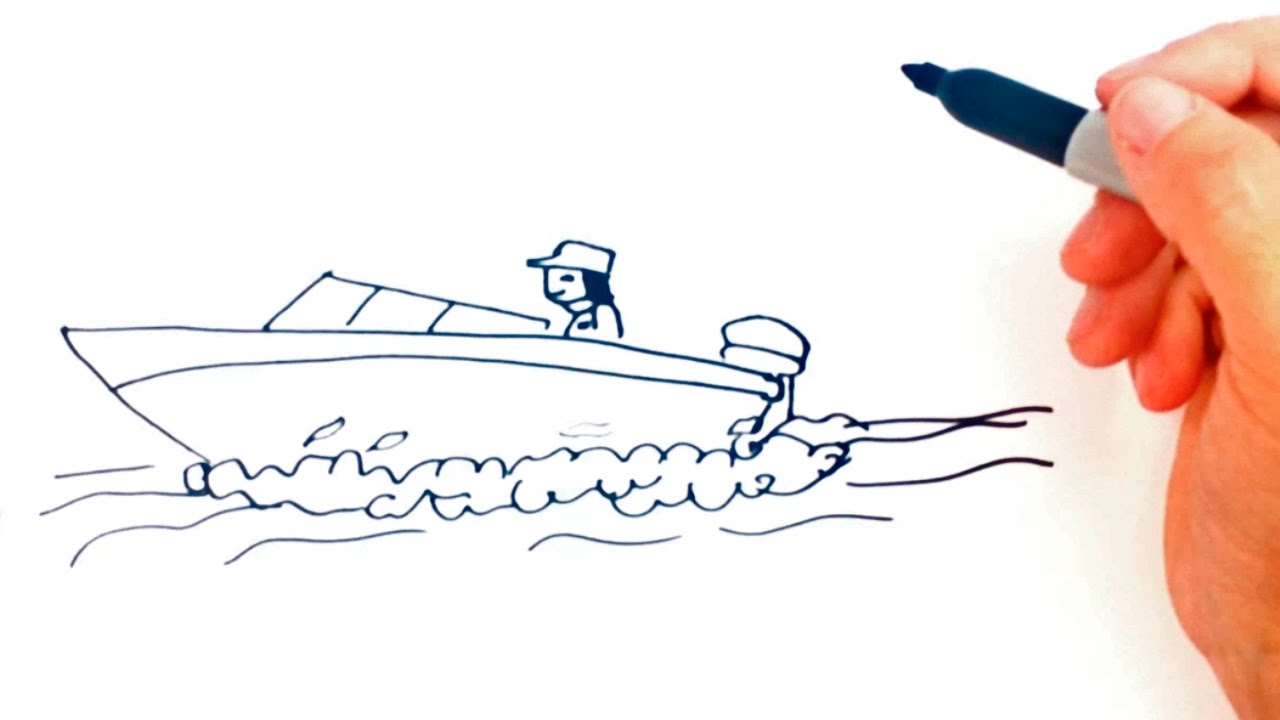 How to draw a Speedboat Drawing Lesson Step by Step - YouTube
