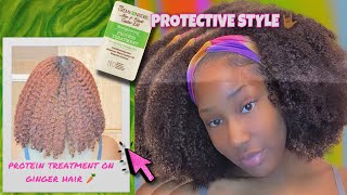 PROTEIN TREATMENT ON GINGER HAIR! + HOW TO TURN ANY WIG INTO A HEADBAND WIG 💖 @curlscurlsofficial