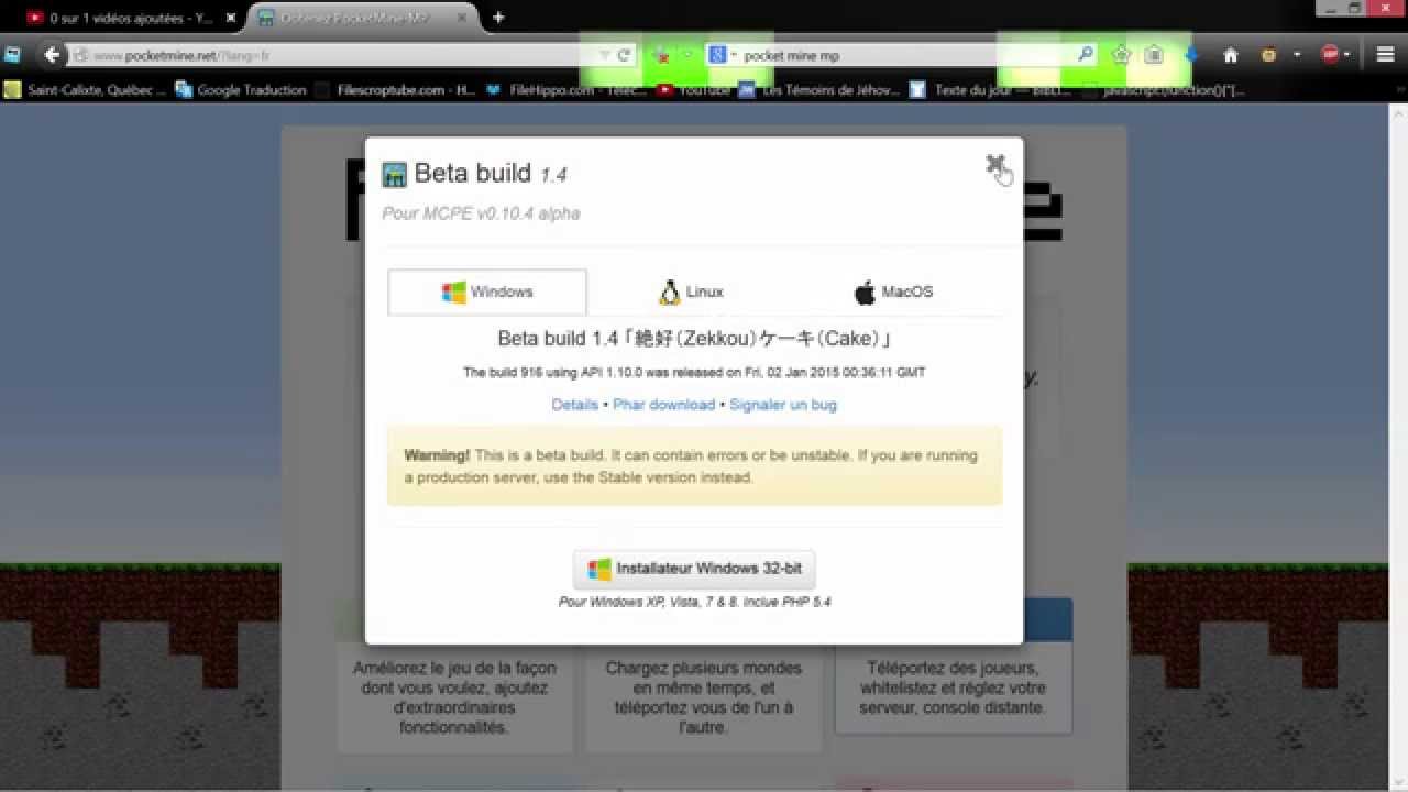 TUTO Comment faire un serveur minecraft pocket edition - YouTube