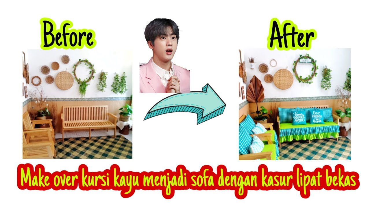 Make over kursi  kayu  murah menjadi sofa minimalis 