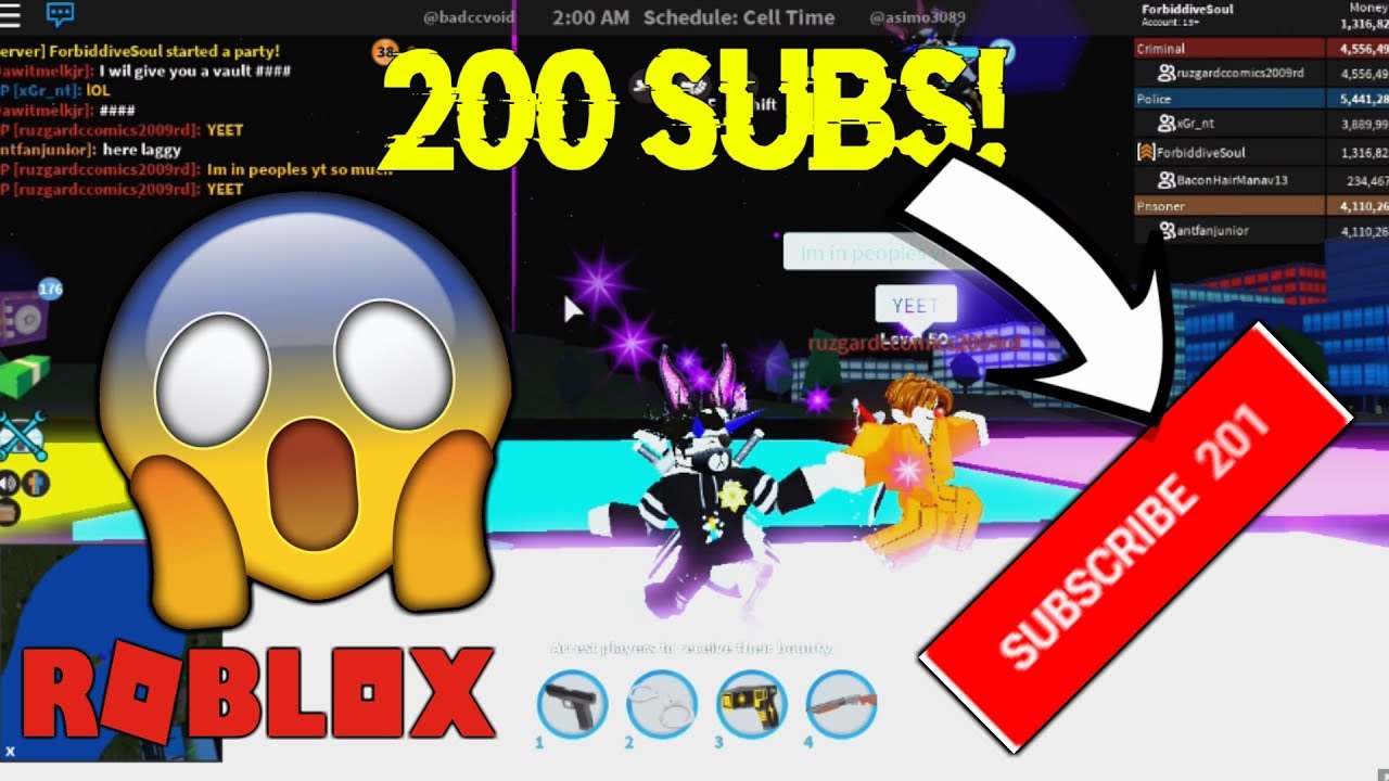 200 Subscribers Special Giveaway Roblox Jailbreak Youtube - roblox jailbreak yeet