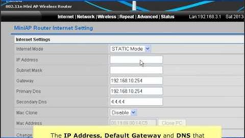 Procedure on how to configure Static Connection in CW MiniAP in Windows XP