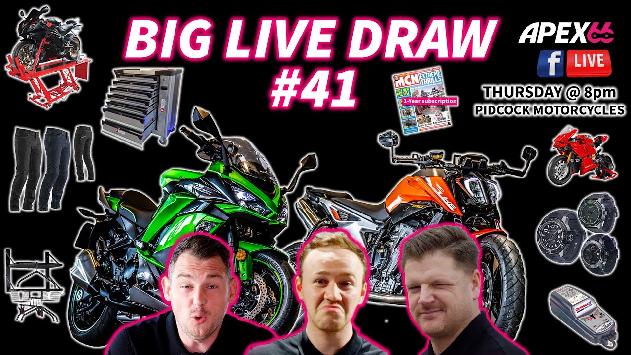 Big LIVE draw #41 - KTM 790 Duke & Kawasaki Z1000SX - Pidcock Triumph