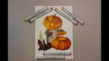 Pumpkin Carving Pumpkin Halloween drawing.. Timelapse drawing