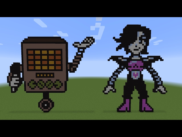 Pixel art of minecraft and undertale crossover