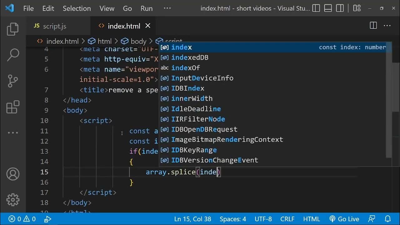 Remove a Specific item from an array in Javascript | Js Tips - YouTube