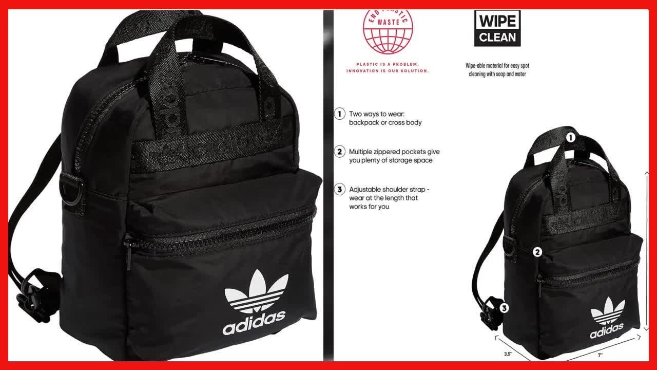 adidas Originals Micro Backpack Small Mini Travel Bag, Wonder White/White,  One Size