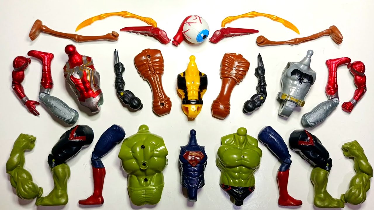 Игрушки Мстителей: Человек-паук, Супермен, Бэтмен, Росомаха, Халк, Сиреней.