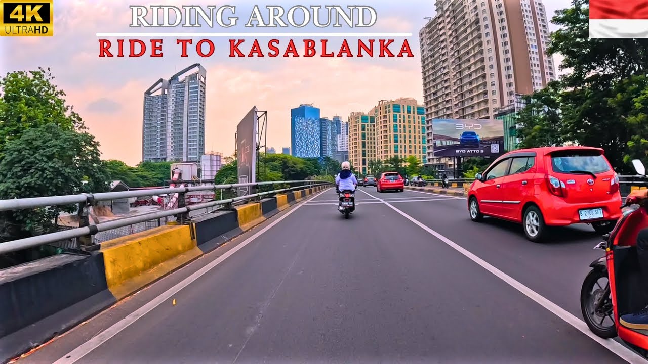 4K Riding Around | Riding to Kota Kasablanka Jakarta | Enjoying Beautiful Street Views
