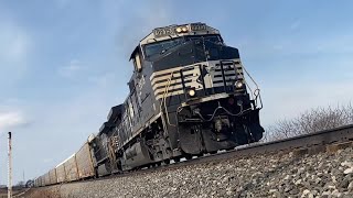 Massive Mixed NS Freight Leans Over Close Trackside Camera