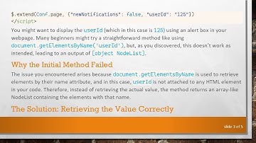 Retrieve userId Value in JavaScript with an Alert Box
