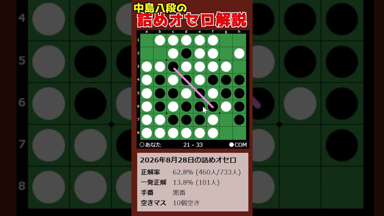 8th Dan Nakajima's Othello Puzzle Tutorial 08/28/2026 #shorts