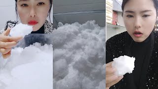[ASMR] eat crispy white shaved ice soft ice is great freezer frost