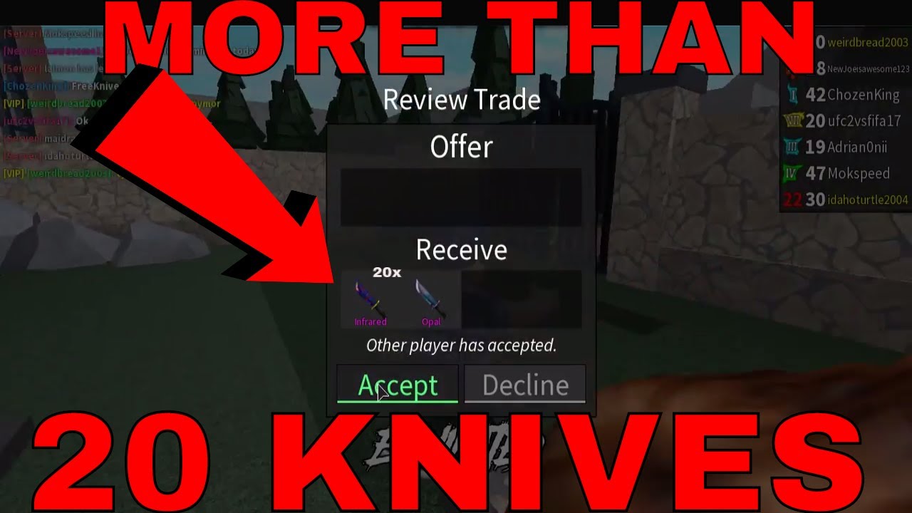 More Than 20 Knives Roblox Assassins Gifts Youtube - roblox assassin knife hack