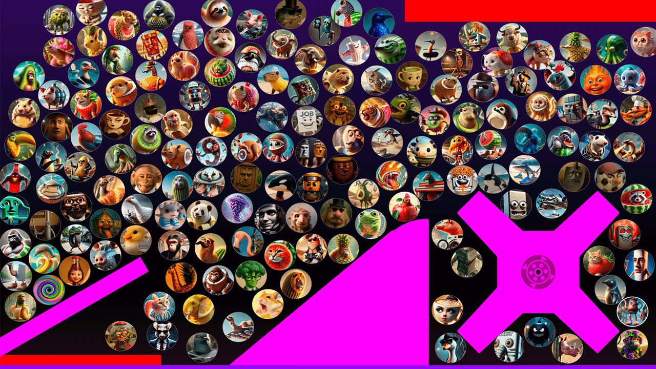 ALL 185 Italian Brainrot Survival Marble Race In Algodoo