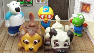 뽀로로 집에 요크셔테리어와 퍼그 애완동물 강아지 키우기  ❤  뽀로로 장난감 애니 ❤ Pororo Toy Video | 토이컴 Toycom