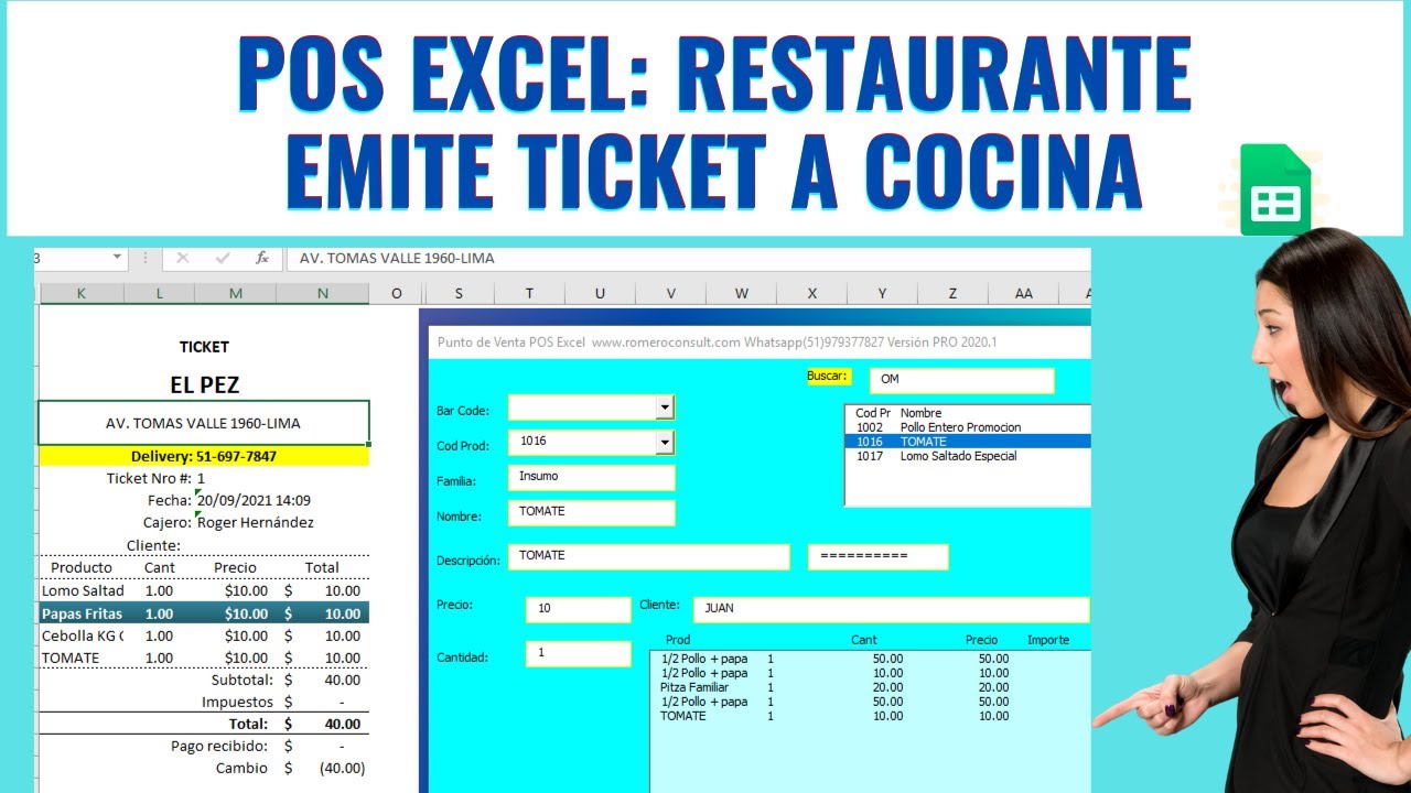 Plantilla para emitir Ticket en Excel para un Restaurant|Macro Excel Gratis  - YouTube