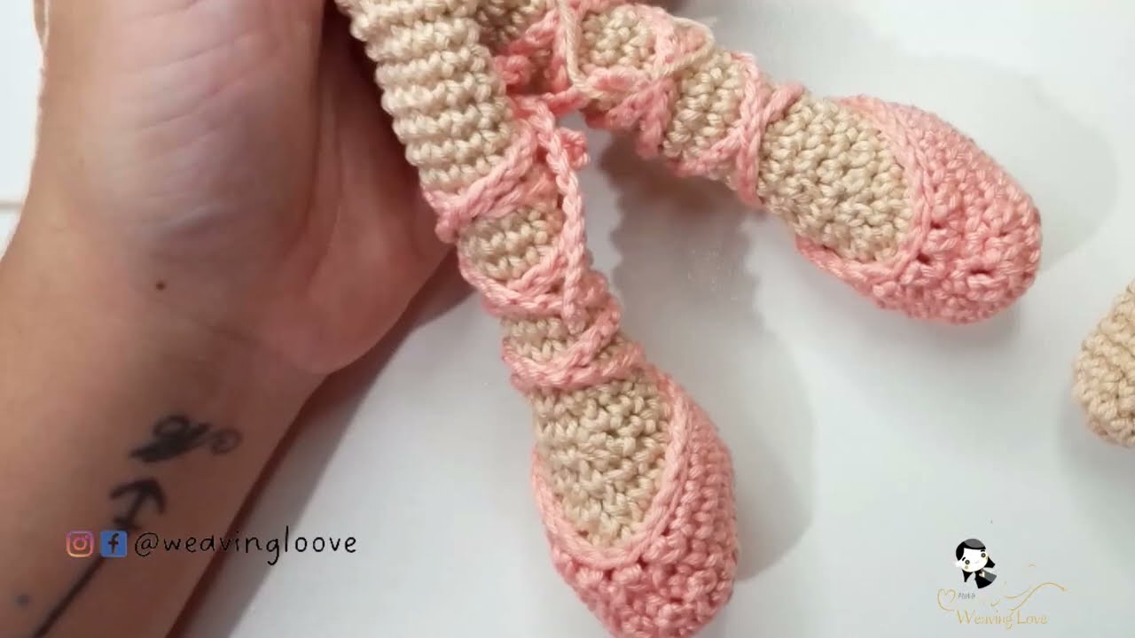 AULA 1/4- RECEITA COMO FAZER  SAPATILHA DA BONECA DUDA BAILARINA AMIGURUMI  @professoraandreiatorrescroche