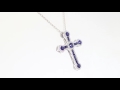 クロスモチーフ・パヴェセッティング・サファイアダイヤモンドネックレス・ペンダント/K18WG(750)/鑑別書付■185325