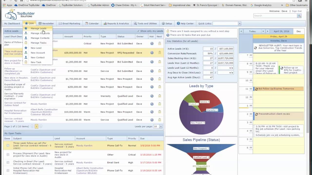 Update TopBuilder Solutions CRM Lead Management Overview