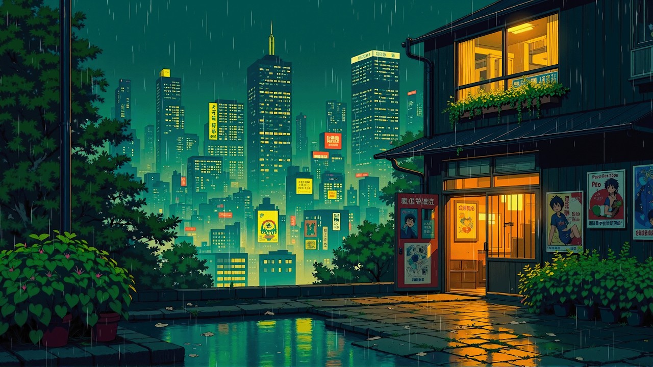 Late Night Vibes 🌃 Rainy Study Time ⛈️ Lofi Hip Hop Beats [ to study / relax / sleep ]