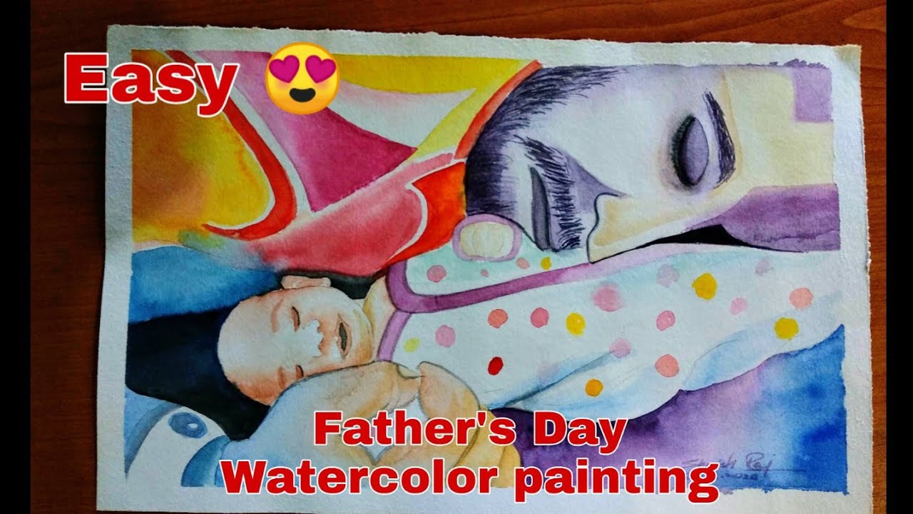 Easy Watercolor Fathers Day Painting Fathers day Drawing Happy