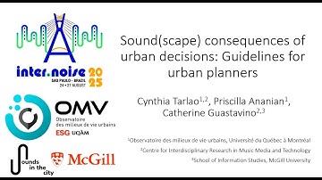 Sound(scape) consequences of urban decisions: Guidelines for urban planners (2-minute flash talk)