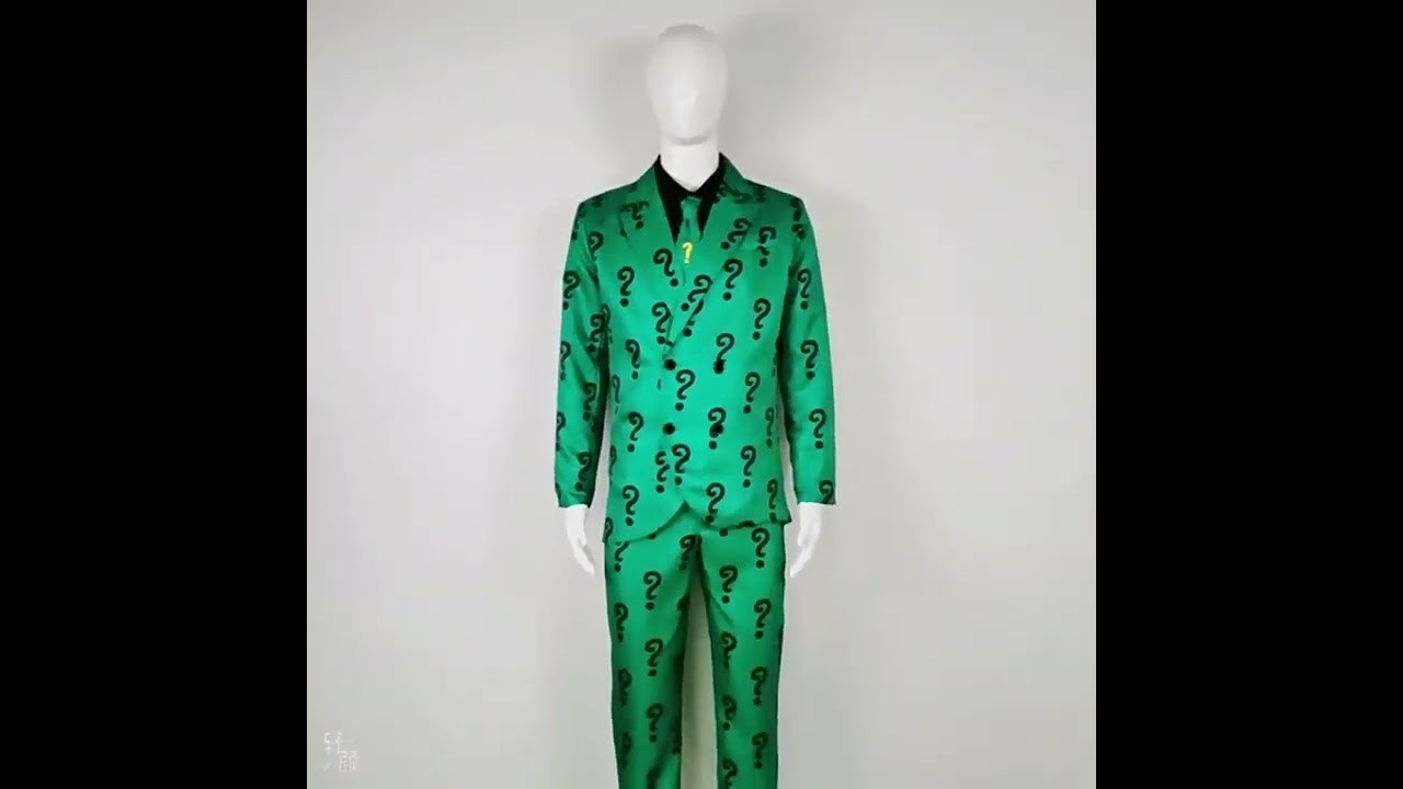 The Bats 1966 Riddler Cosplay Green Outfit Adult High Quality Gotham Edward Nygma Joker Costume