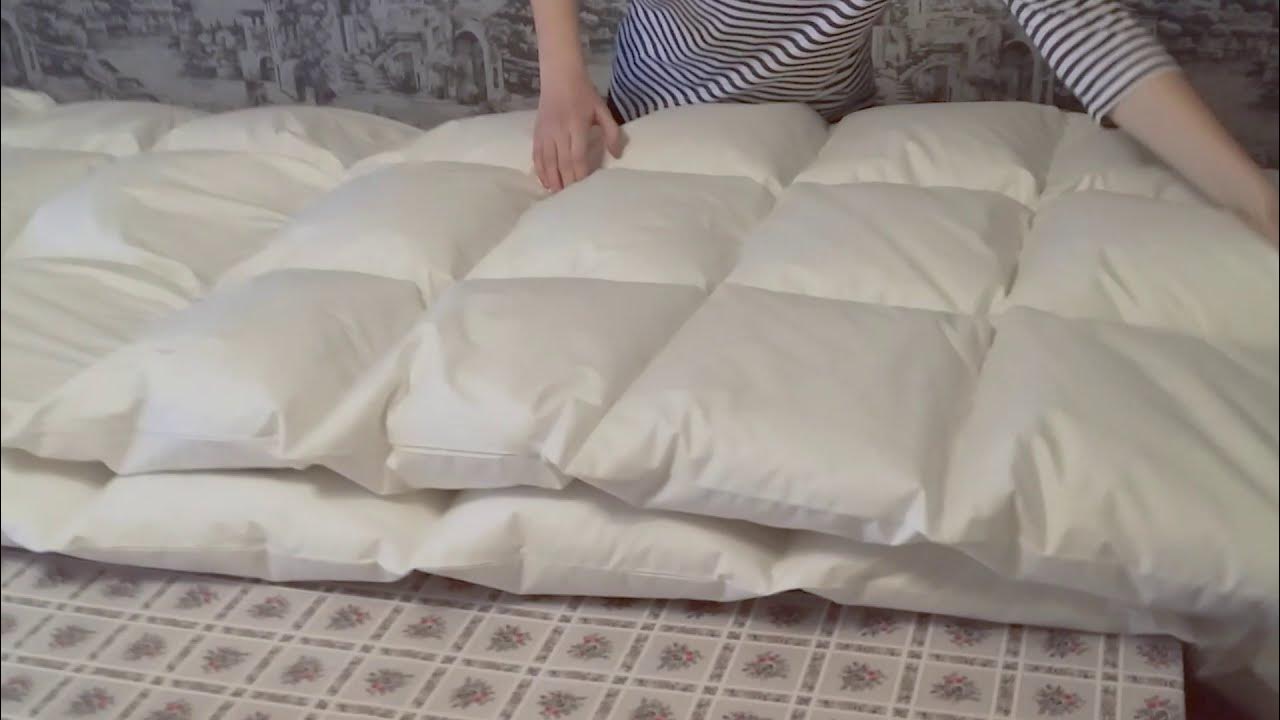 Обзор одеяла 220х240 из гусиного белого пуха - YouTube